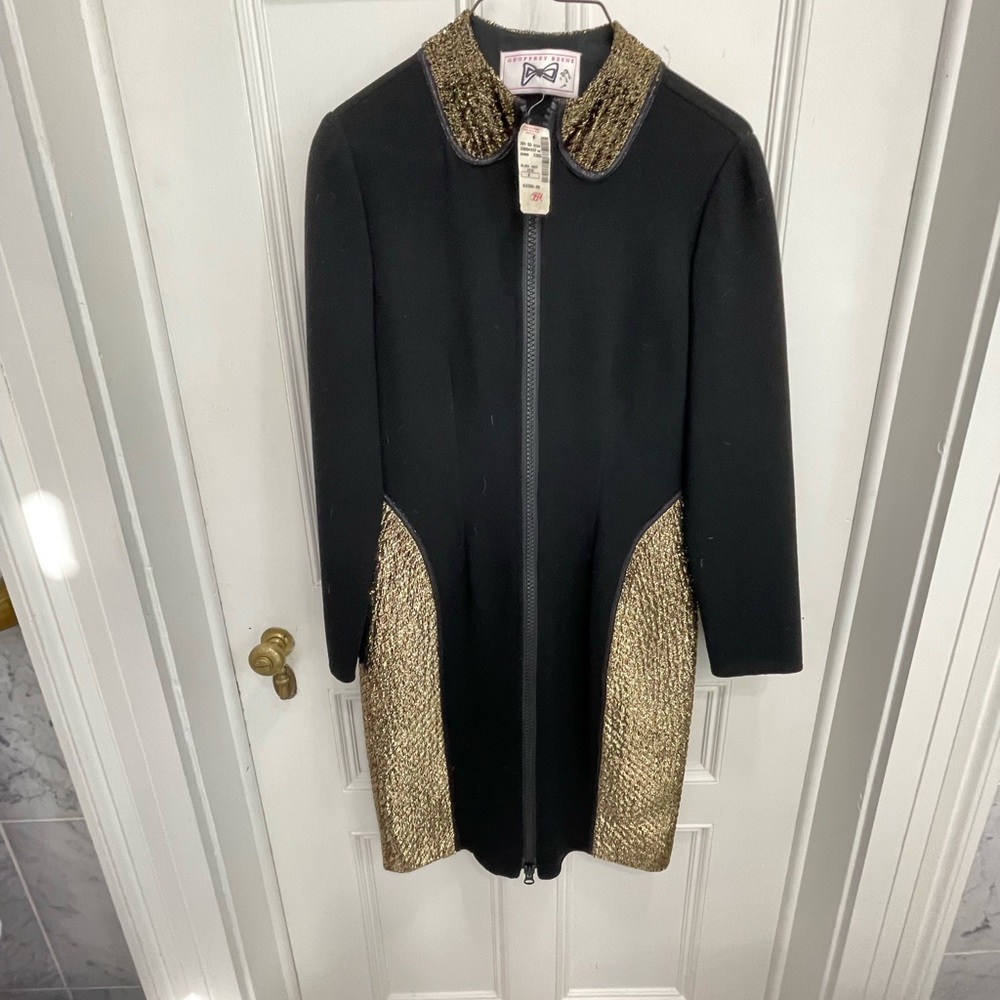 Geoffrey Beene Black dress  with Gold Detailing vintage new w tags was  $ 3,390